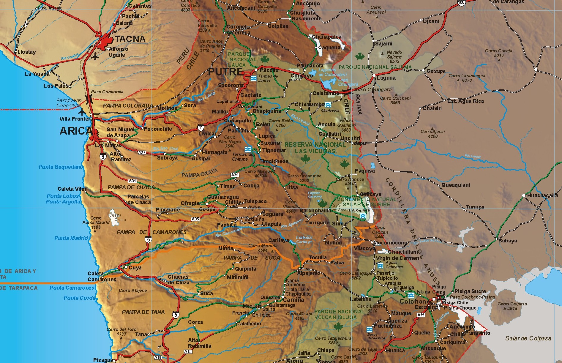 Touristische Karte Chile